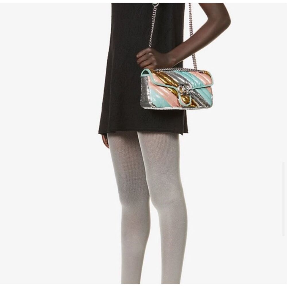 Gucci Marmont Gg Sequin Small Multicolored Rainbow Shoulder Bag w/Dustbag - Picture 16 of 16